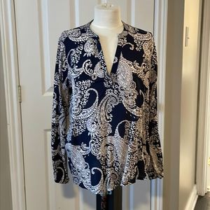 Ladies blouse navy and cream size L